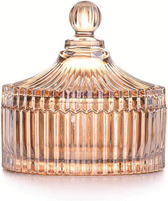 Luxury Colorful Tent Shaped Crystal Candy Jar with Lid,Clear Glass Apothecary Ja