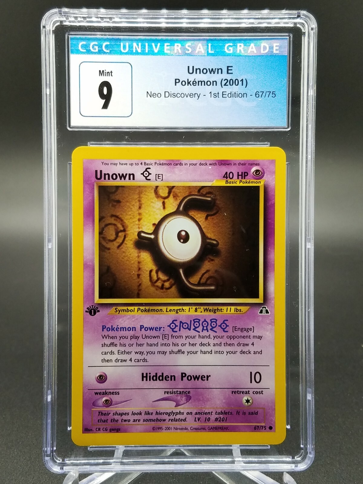 CGC 9 MINT Unown E Neo Discovery 1st Edition Pokemon Card 67/75 | eBay