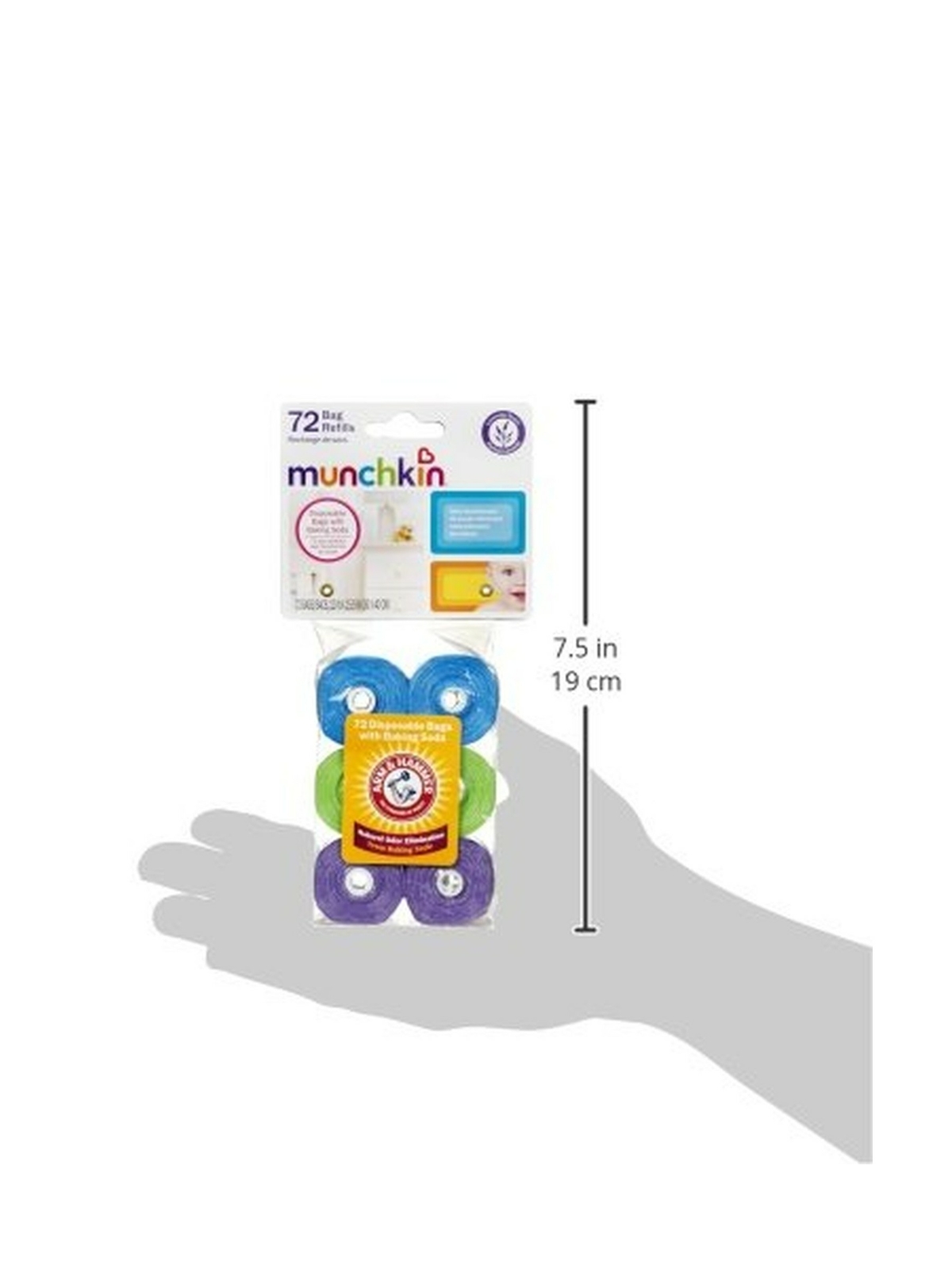 Munchkin Arm and Hammer Diaper Bag Refills 72 Count Great for Use at Home