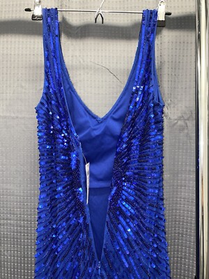 Women's Size 2 Long Blue Sequin/Beaded Dress CACHE BNWT | eBay