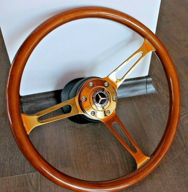 Steering Wheel Mercedes Benz Wood Golden W123 W124 W126 W201 R107 1979