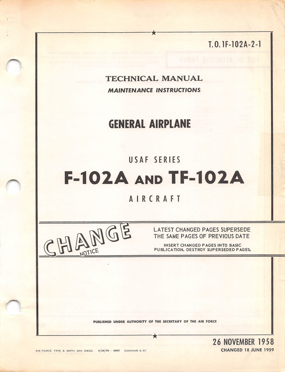 F-102A & TF-102A フライトマニュアル 1968年米空軍F-102AとTF-102Aデルタ・ダガー迎撃戦闘機のフライト・