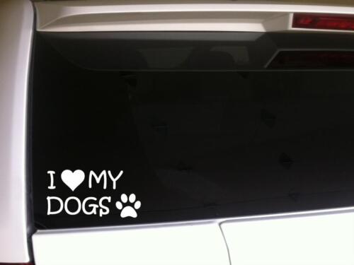I Heart My Dogs Paw Print Vinyl Car Decal Sticker 6" I24 Pets Animals Love Gift - Afbeelding 1 van 1