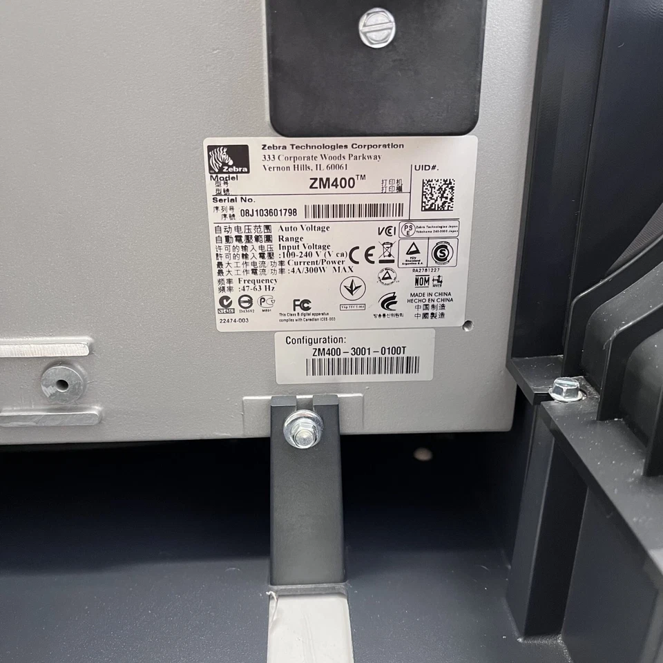 Zebra ZM400 Industrial TT/DT Label Printer ZM400-3001-0100T 300dpi Ethernet USB - Image 4 of 4
