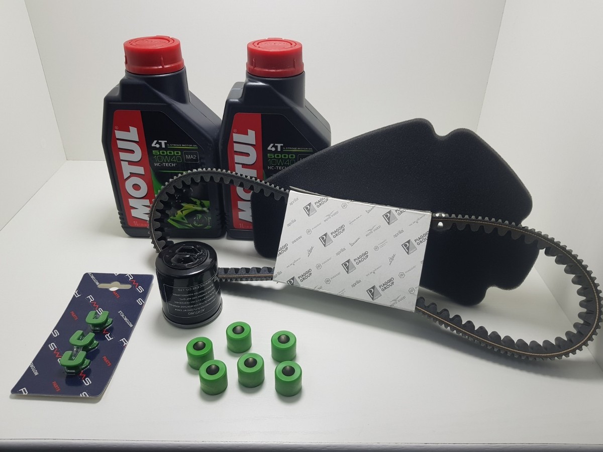 KIT TAGLIANDO FILTRO ARIA OLIO CANDELA CINGHIA RULLI PIAGGIO BEVERLY 500 2006 EB - Foto 10