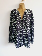 Image of MINT VELVET Nadine Size 12 Mint Green & Black Zebra/Animal Print Blouse BNWT