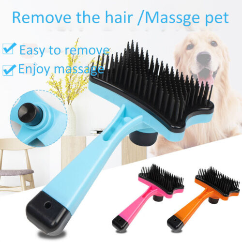 Pet Hair Remover Dog Cat Comb Grooming Massage Deshedding Self Cleaning Brush _A - Picture 1 of 22