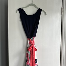 NWT $158 Eliza J  Tie Waist Scarf Print Maxi Dress 8