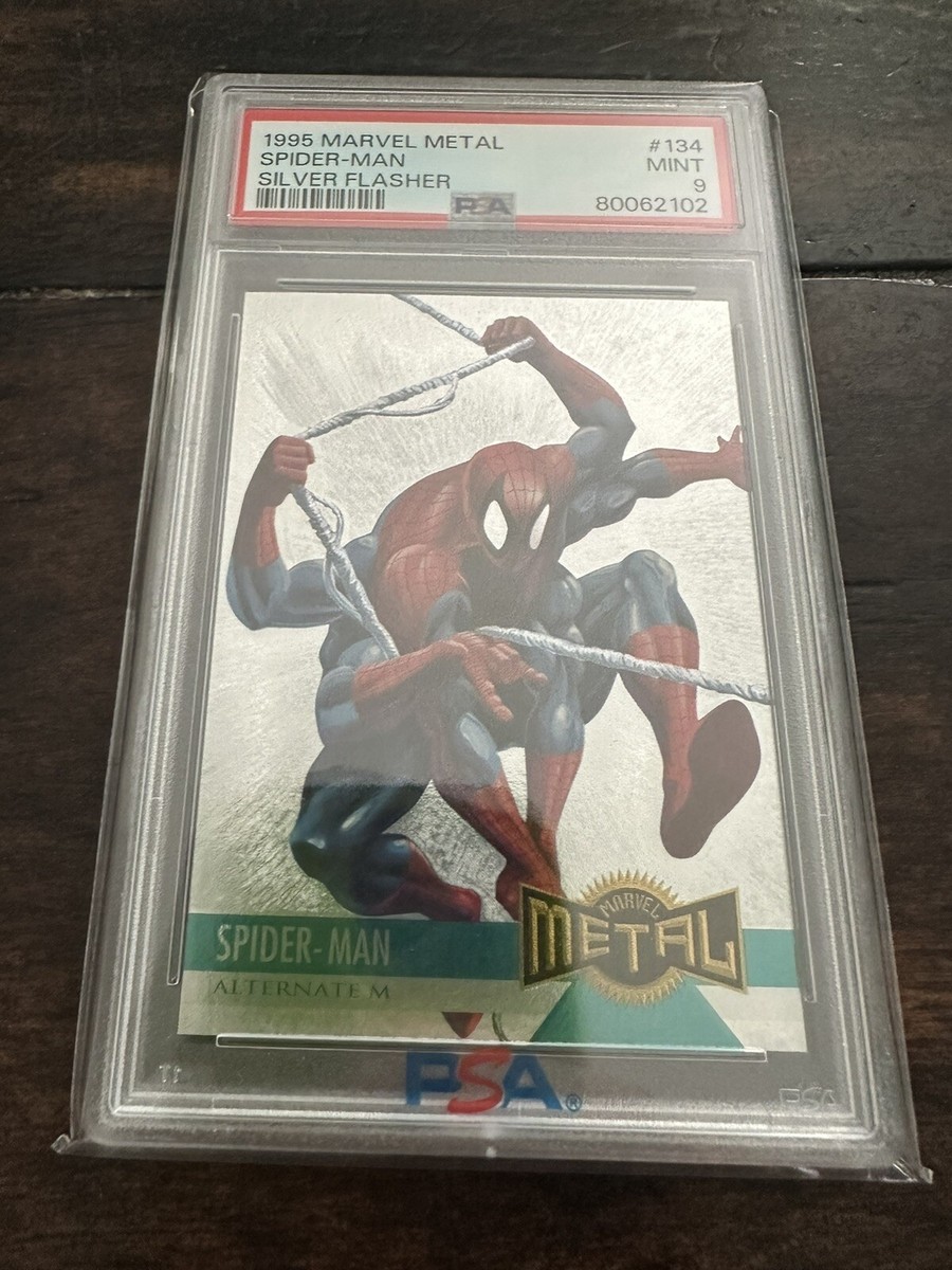 1995 Marvel Metal Spider-Man Silver Flasher Alt M #134 PSA 9 | eBay