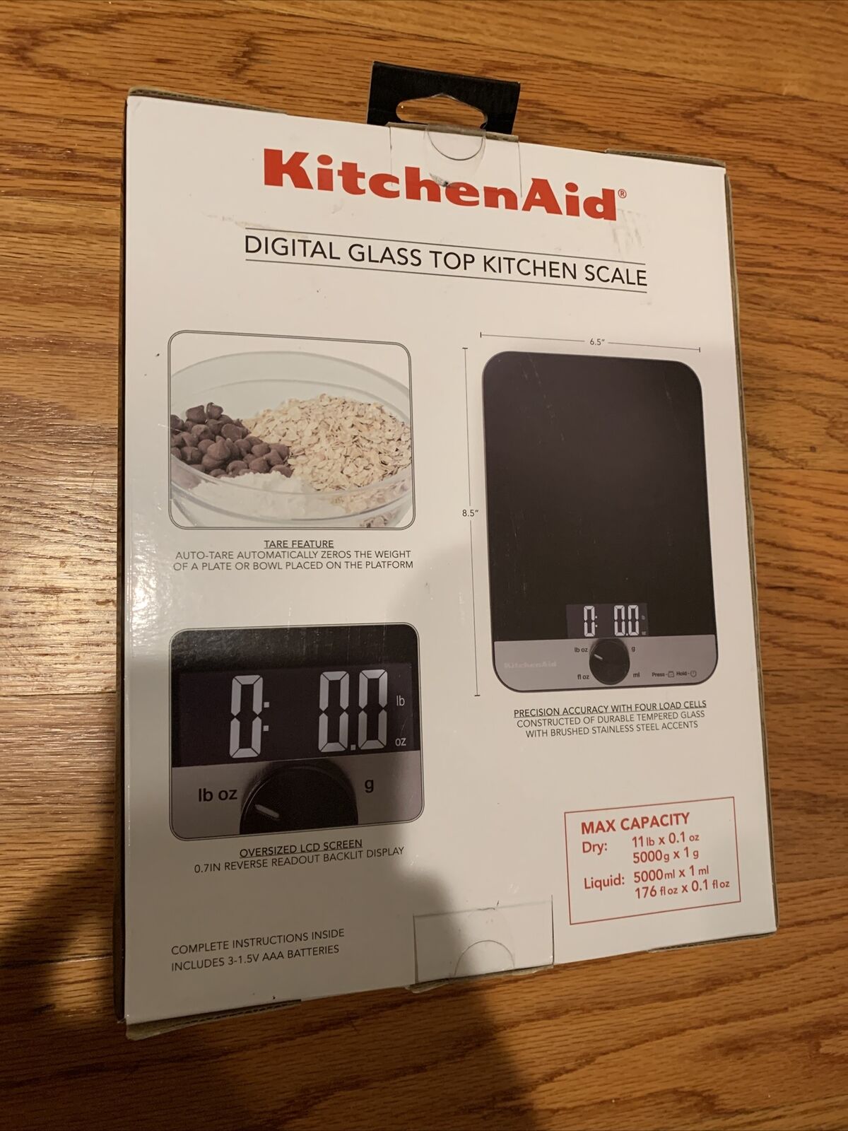 KitchenAid KQ908 Glass Surface 11 Pound Capacity Digital Kitchen and Food  Scale, Black