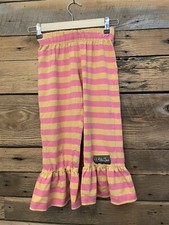 Girls Matilda Jane Leggings With Ruffle Hem Sz 8 Striped Pink, Orange