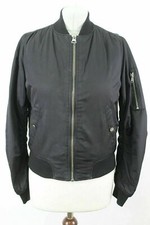 Topshop Black Bomber Jacket Size Uk 6