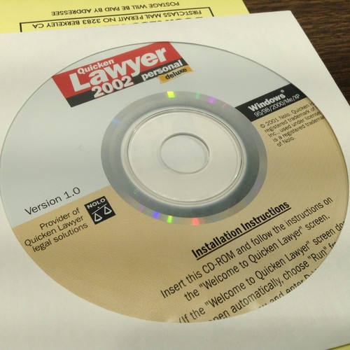 QUICKEN LAWYER 2002 - Personal Deluxe - For Windows 95/98/2000/ME/XP - Pre-Owned - Picture 11 of 11