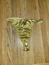 NWOT VICTORIA'S SECRET M GOLD SECOND SKIN SATIN VINTAGE RARE THONG PANTIES