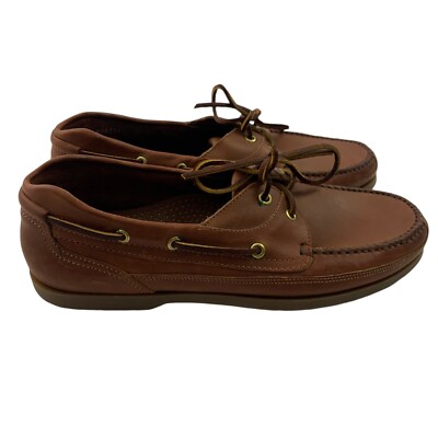 Hush Puppies Men's Size 10 1/2 Brown Leather Boat Deck Lace Up Shoes