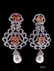 Exquisite Cubic Zirconia Drop Earrings with Pearls and Citrine Stones