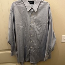 OC 8 Clothiers 18 1/2 35 Blue Long Sleeve Pinpoint Cotton Dress Shirt