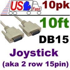 Lot10pcs 10ft Joystick/Midi Sound Card/Game Port DB15 pin Male M Cable/Cord/Wire