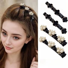 Women's Sparkling Rhinestone Braided Duckbill Hair Clips Wedding Party Daily