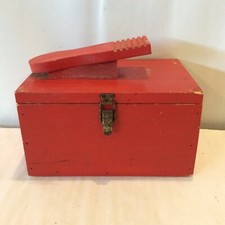 Vintage Shoe Shine Valet Wooden Box Red with Wax and Polish Included