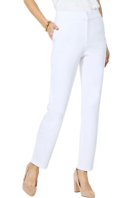 Colleen Lopez Slim-Leg Ponte Pant White