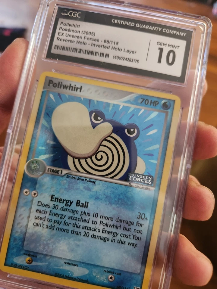 (TOP POP 8) CGC 10 GEM MINT Pokemon Poliwhirl Stamped Holo ERROR 68/115 EX 2005 - Image 2 of 4