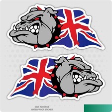 2 x British Bulldog Wavy Union Jack Car Van Lorry Self Adhesive Vinyl Sticker