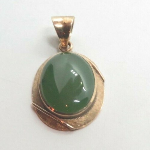 10K Gold JADE Pendant Jewelry Vintage 