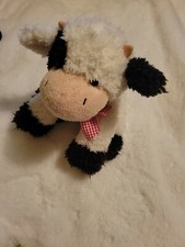 Melissa  Doug Cow Plush Red  White Bow Black  White Spots noise maker Mooing