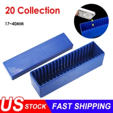 Blue Storage Box Plastic Collection Case For 20 Certified Coin Slabs Holders US