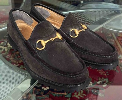 Gucci Black Suede Loafers with Gold & Tan Horsebit Vintage gucci womens loafers - Gem main image 2