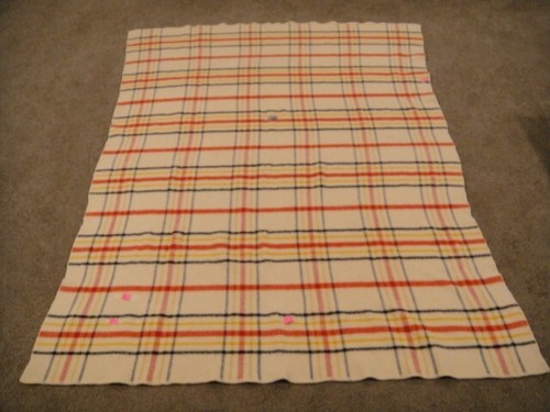 Vintage Warm Bilt Wool Striped Plaid Blanket - 58" x 77"
