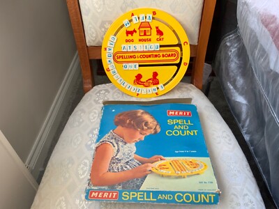 VINTAGE VERDIENSTZAUBER UND ZÄHLEN KINDER LERNWERKZEUG IN SCHACHTEL