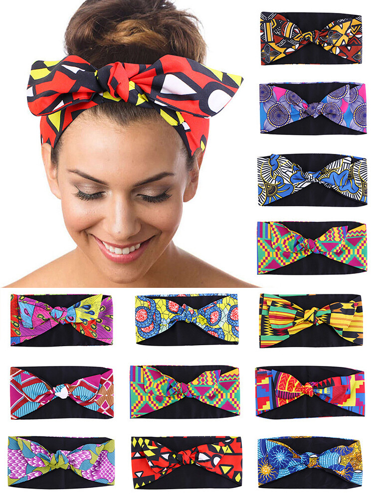 African Print Twist Knotted Headband for Women - Yoga, Sports, Makeup Hair Wrap