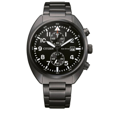 Chronograph Citizen ECO-Drive (Solar) Edelstahl schwarz 10atm Ref.CA7047-86E NEU