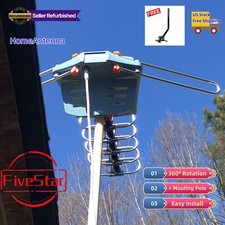 High Tech Outdoor HDTV Antenna Amplified 360 Rotation Digital HD 4K w Pole