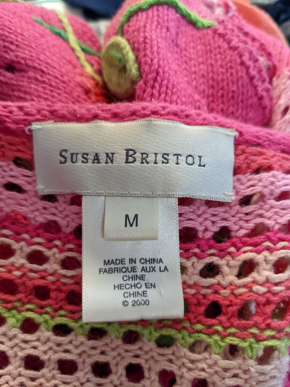 VTG Susan Bristol Hand Embroidered Crochet Floral… - image 3