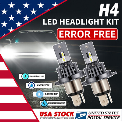 CANBUS H4 9003 LED Headlight Bulbs Kit 6000K White High Low Beam Replace Halogen
