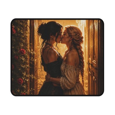 Victorian Women Kissing Mouse Pad | Romantic Gothic Art, Desk Mat