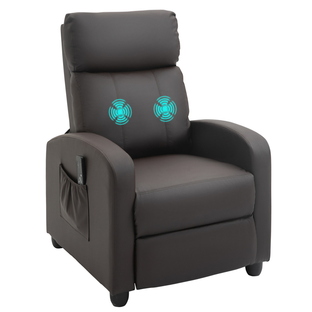 B&Q - Recliner Sofa Chair Pu Leather Massage Armcair W/ Remote ControlBrown - Image 2