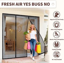 Magnetic Screen Door Mesh Curtain Durable Heavy Duty Mosquito Net Bug Hands Free