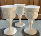 Vintage  Indiana Glass milk glass water goblet, discont. Constellation pattern.