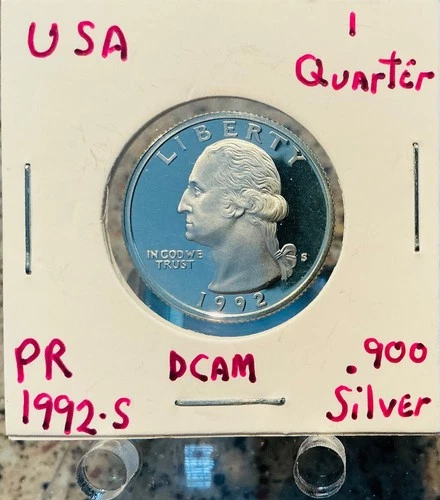 1992 S 90% Silver Washington Quarter PROOF DCAM