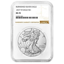 2017-W Burnished $1 American Silver Eagle NGC MS70 Brown Label