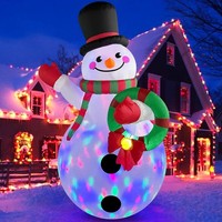 Aufblasbarer Weihnachtsschneemann 1,83M Mit Rotierenden Led-Lichtern Deko