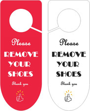 Please Remove Your Shoes Sign,2Pack Take Shoes off Door Hanger Signs for Front D
