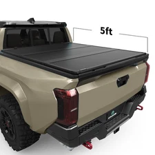 5 ft Hard Tri-fold Tonneau Cover For 2024-2026 Toyota Tacoma Truck Bed On Top