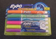 Expo Low Odor Dry Erase Markers, Fine Tip, Assorted Colors, 6 Count - NEW