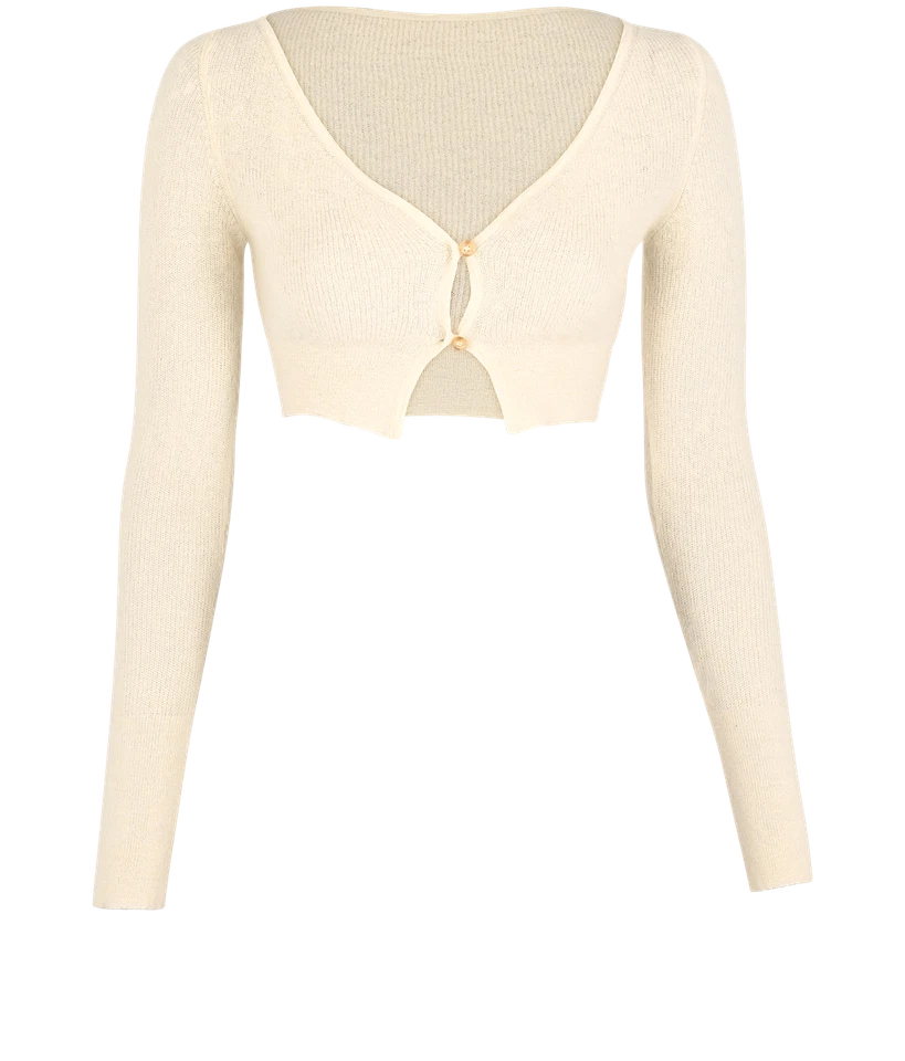 Jacquemus Le Cardigan Alzou Cropped Cardigan Womens 4 Cream Mohair Polyester (Po