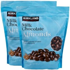 Kirkland Signature Milk Chocolate Almonds 3 lb 48 oz Roasted Nut Snack Bulk 2pk